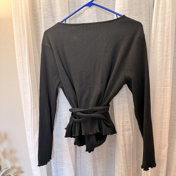 ASOS Ribbed Wrap Top - Picture 2 of 3